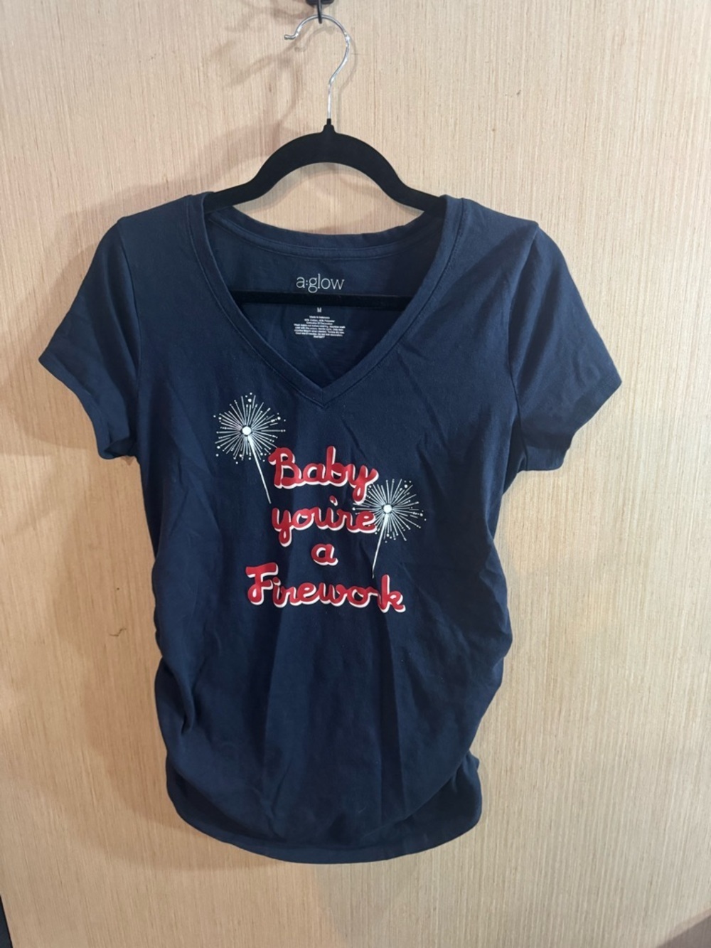 a:glow Maternity Navy 'Baby You're a Firework' Graphic Tee Size Medium